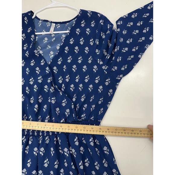 Xhilaration Womens Dress Size XXL Blue Long Sleeve Surplice Lined - Picture 10 of 13